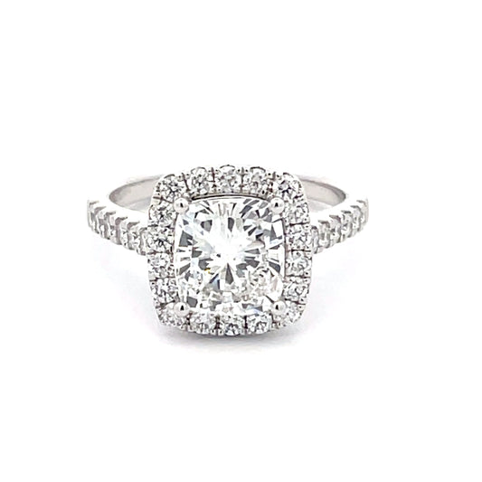 Platinum Cushion Shaped Diamond Halo Cluster Style Ring - 2.63cts Gardiner Brothers