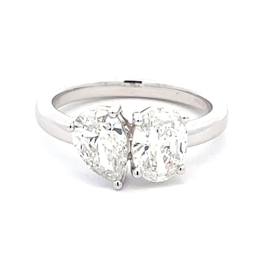 Platinum Oval and Pear Shaped Diamond "Toi et Moi" ring - 2.01cts Gardiner Brothers