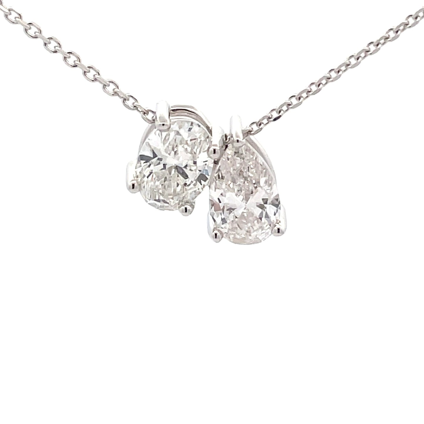 Oval and Pear shaped diamond "Toi et Moi" Style pendant - 1.40cts  Gardiner Brothers   