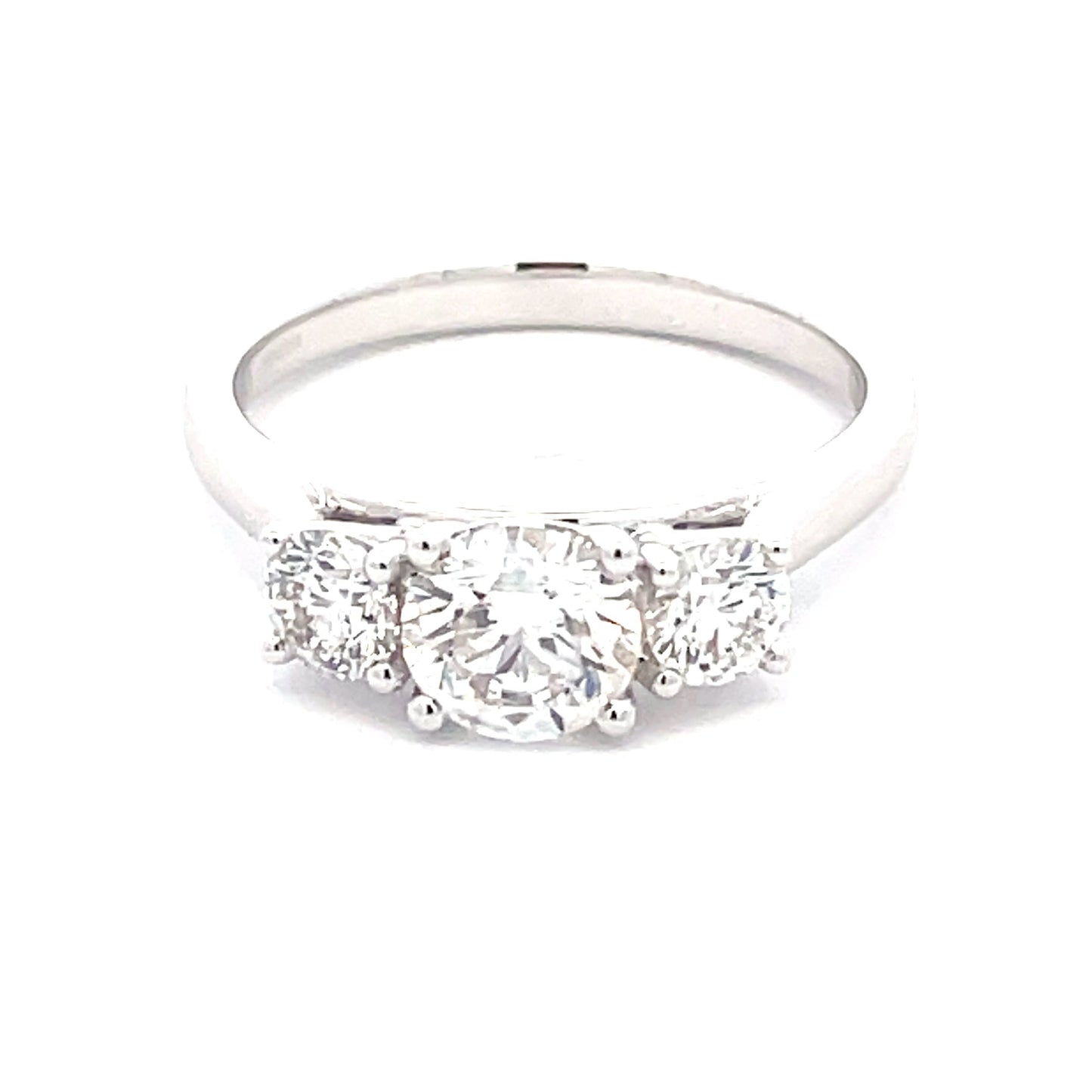 Platinum Round Brilliant Cut Diamond 3 Stone Ring - 1.61cts Gardiner Brothers