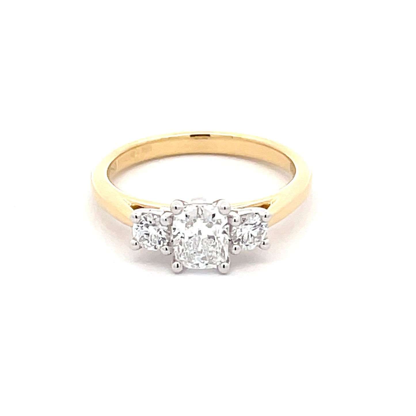 Cushion and Round Brilliant Cut Diamond 3 Stone Ring - 1.00cts  Gardiner Brothers   