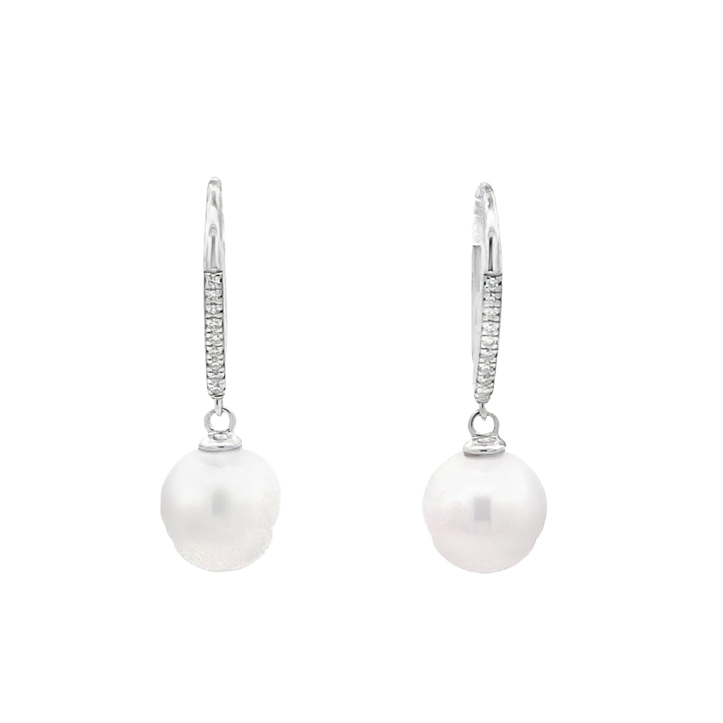 White Gold Pearl and Diamond Drop Earrings Gardiner Brothers
