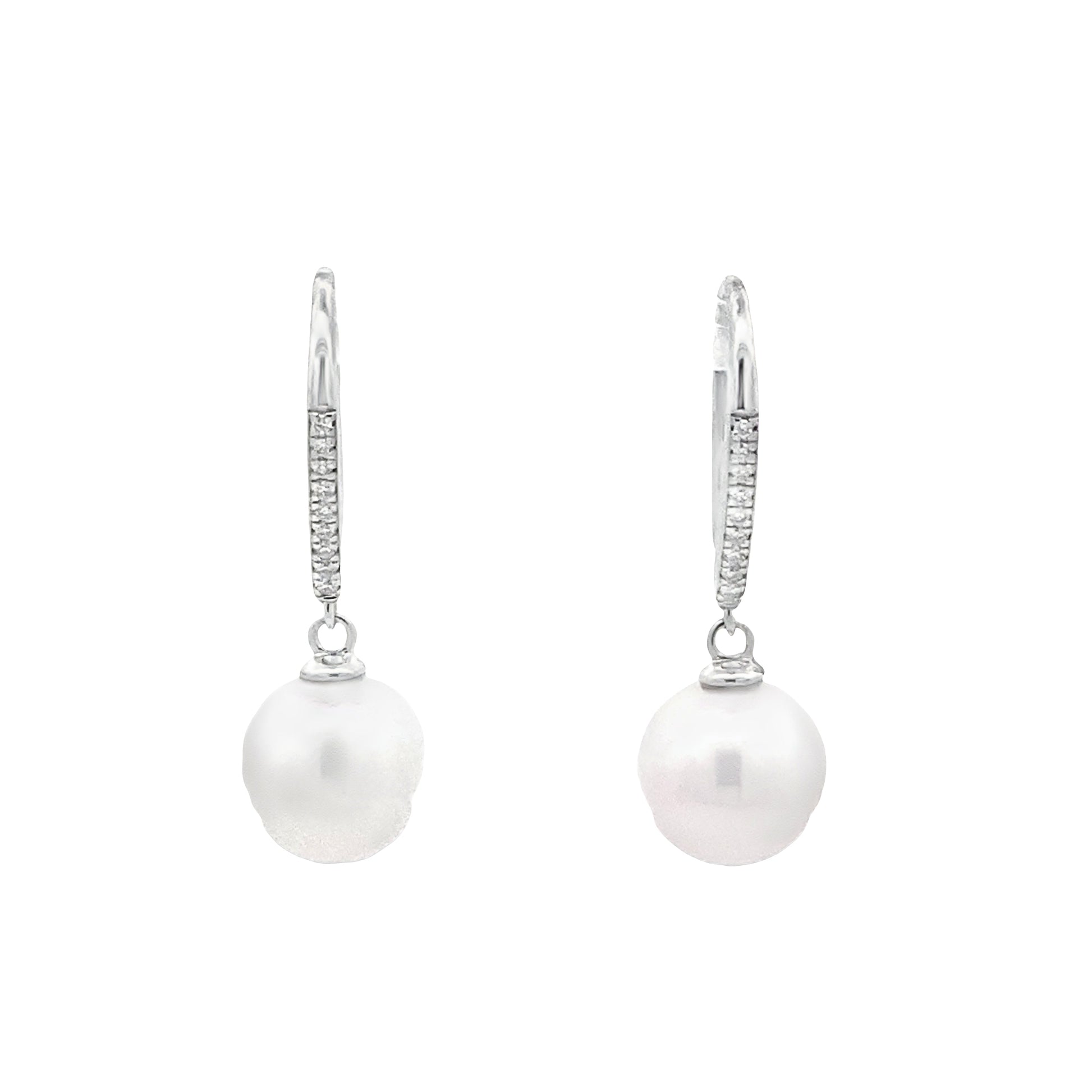 White Gold Pearl and Diamond Drop Earrings Gardiner Brothers