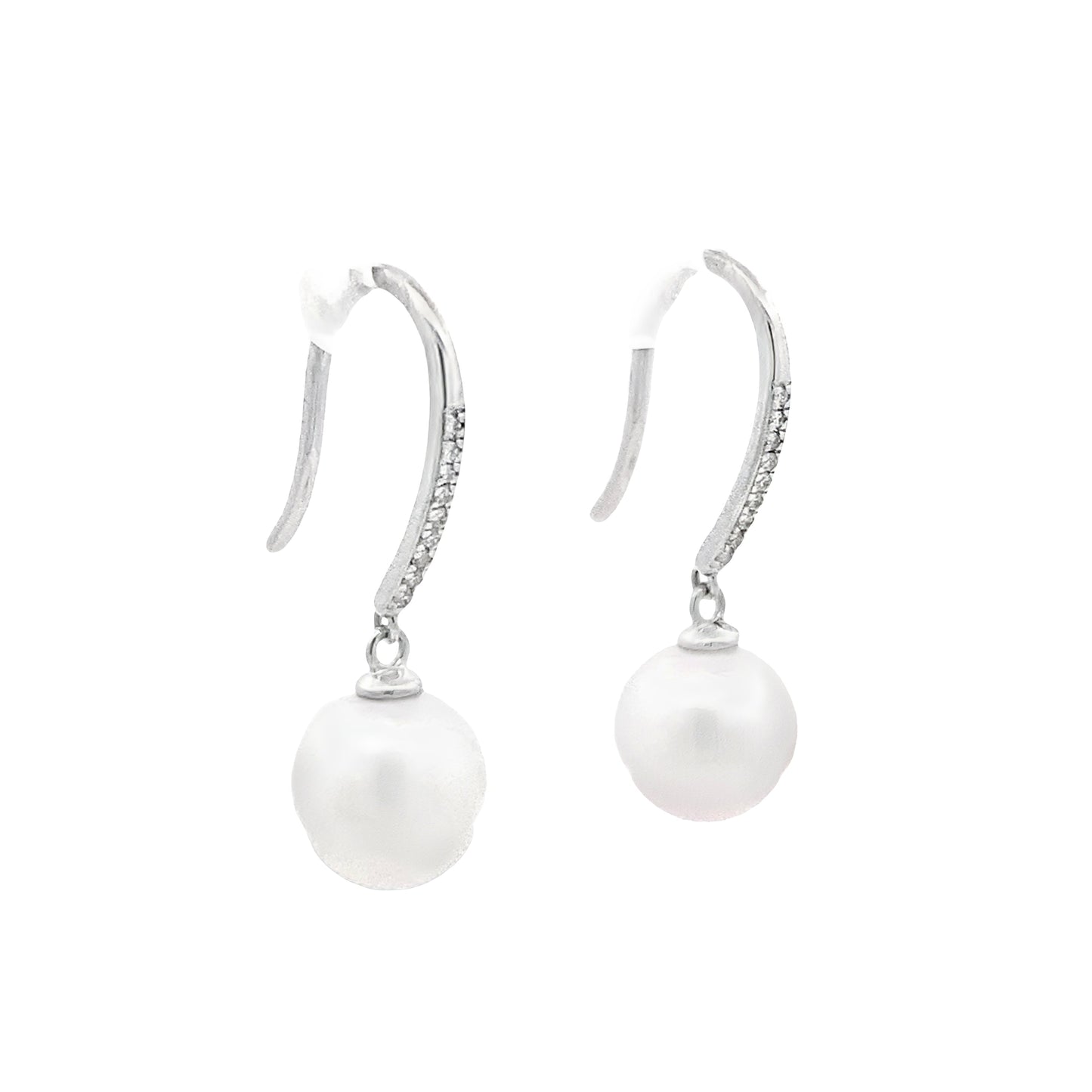 White Gold Pearl and Diamond Drop Earrings Gardiner Brothers