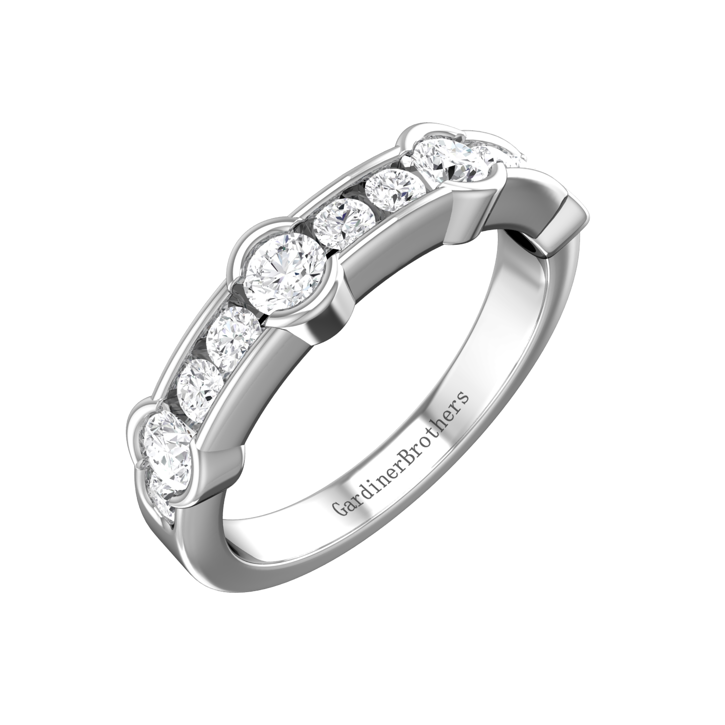 Round Brilliant Cut Diamond set Wedding Band gardiner-brothers 0.50cts Platinum