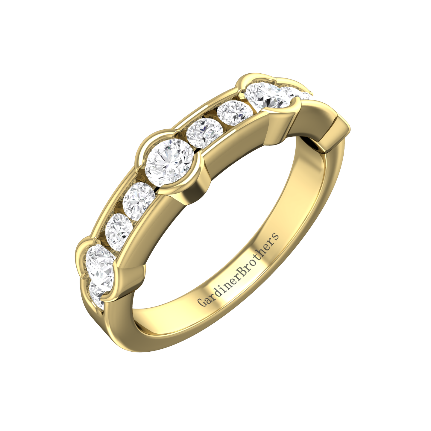 Round Brilliant Cut Diamond set Wedding Band gardiner-brothers 0.50cts 18ct Yellow Gold