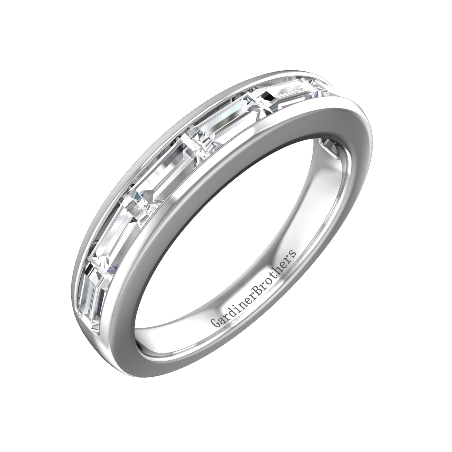 Baguette Cut Diamond channel set Wedding Band gardiner-brothers 0.12cts Platinum