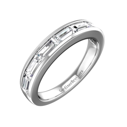 Baguette Cut Diamond channel set Wedding Band gardiner-brothers 0.12cts Platinum