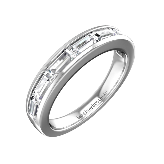 Baguette Cut Diamond channel set Wedding Band gardiner-brothers 0.12cts Platinum