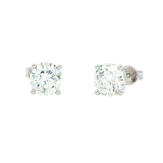 Lab Grown Round Brilliant Cut Diamond Solitaire Earrings - 2.48cts