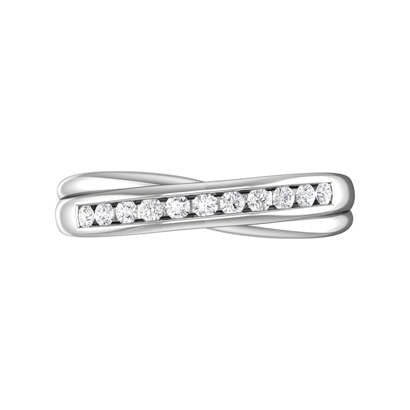 Round Brilliant Cut, Cross-over Diamond Wedding Band  gardiner-brothers   