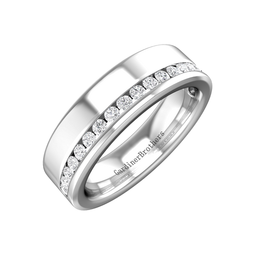 Half Set Round Brilliant Cut Diamond Wedding Band gardiner-brothers 0.22cts 4mm Platinum