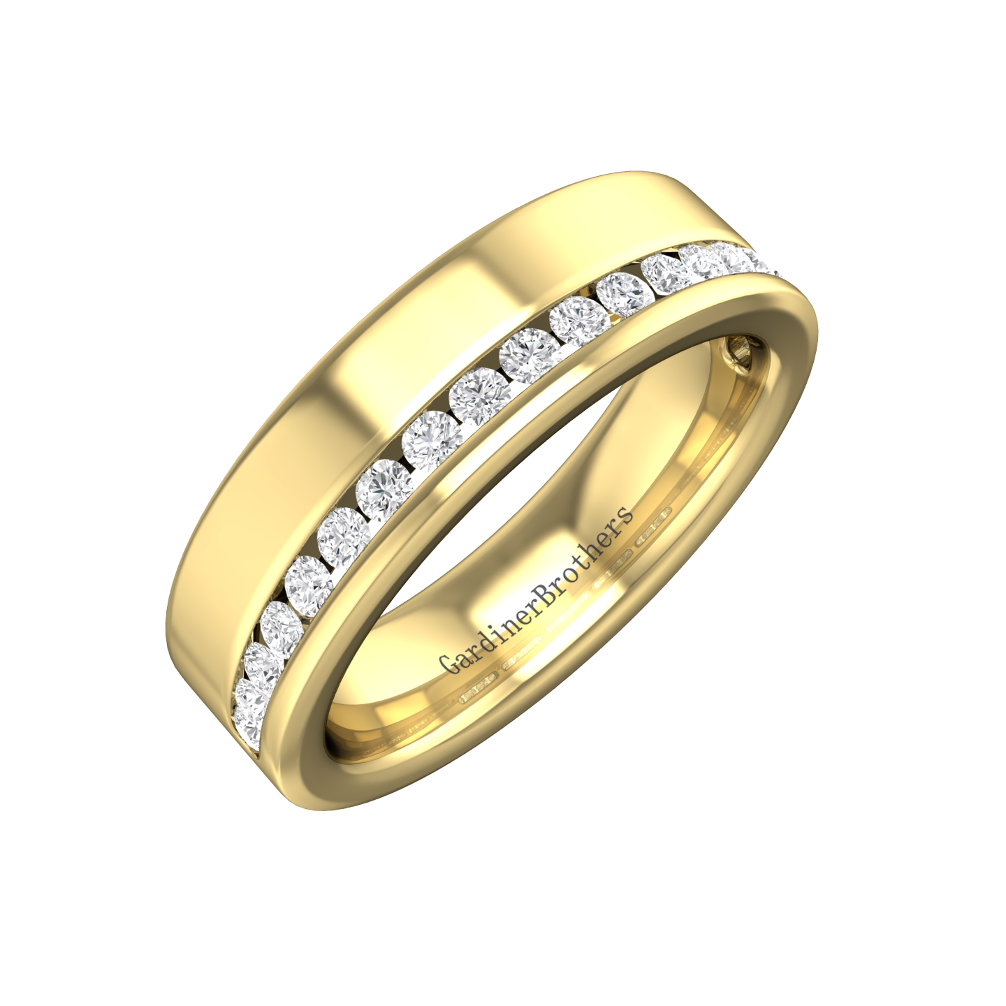 Half Set Round Brilliant Cut Diamond Wedding Band  gardiner-brothers 0.22cts 4mm 18ct Yellow Gold