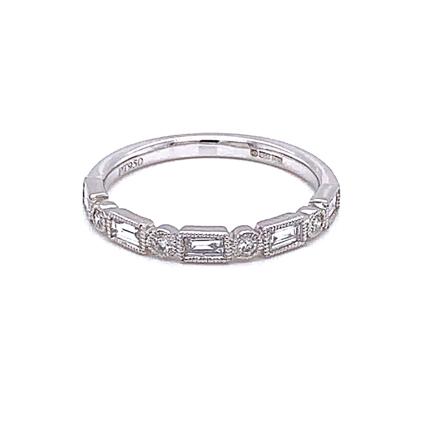 Round Brilliant and Baguette Cut Diamond Vintage Style Ring gardiner-brothers