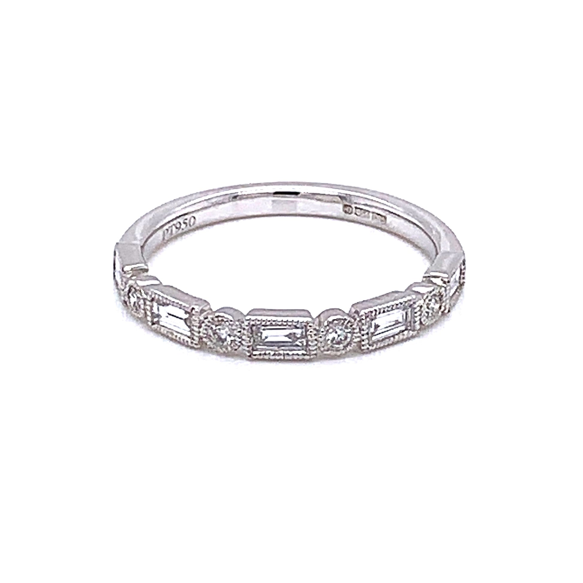 Round Brilliant and Baguette Cut Diamond Vintage Style Ring gardiner-brothers