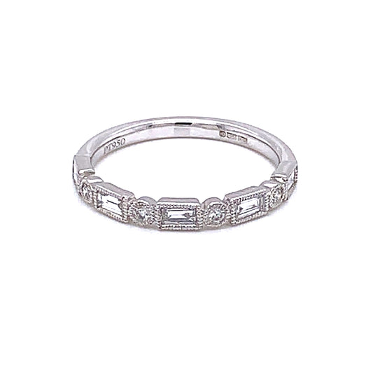 Round Brilliant and Baguette Cut Diamond Vintage Style Ring gardiner-brothers