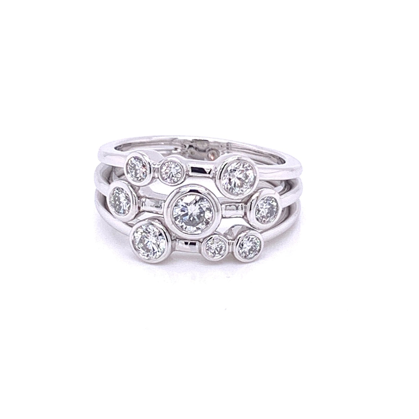 Round Brilliant Cut Diamond Bubble Style Ring ~0.87cts