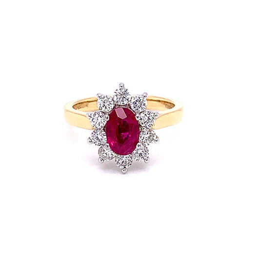 Ruby and Diamond Cluster Ring  gardiner-brothers   