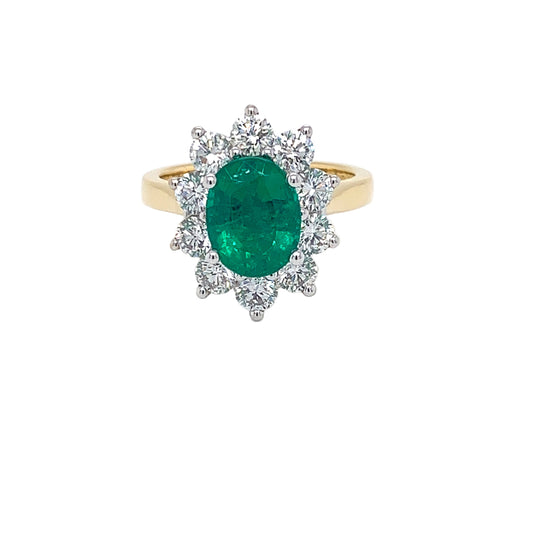 Emerald and Diamond Cluster Ring  gardiner-brothers   