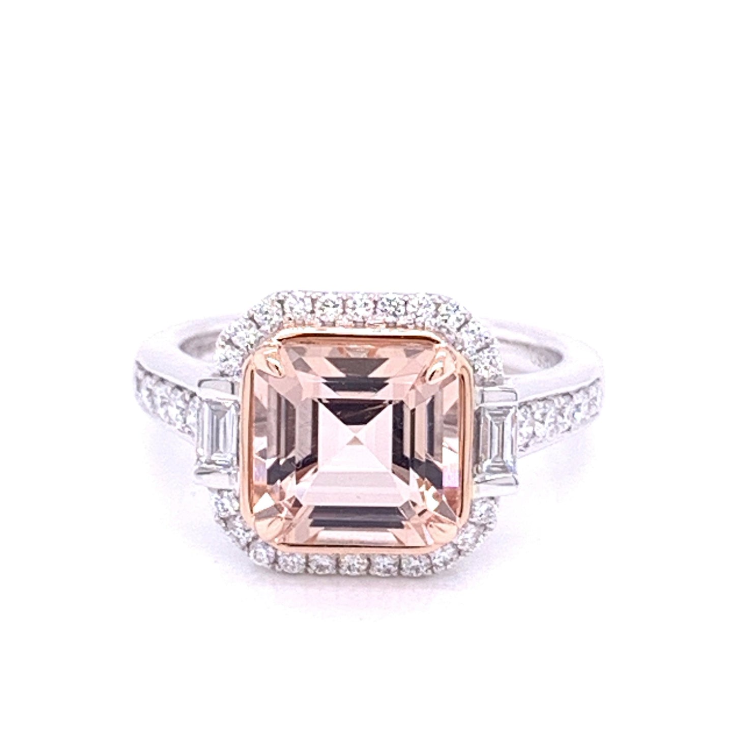 Morganite and Diamond Halo Style Cluster Ring Gardiner Brothers