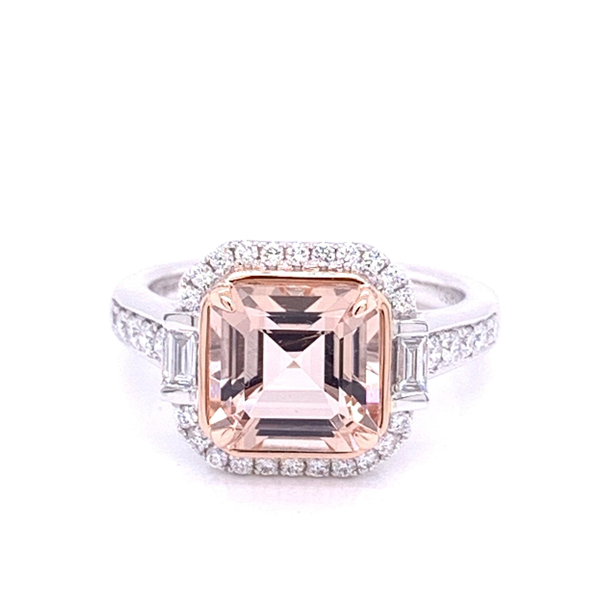 Morganite and Diamond Halo Style Cluster Ring Gardiner Brothers
