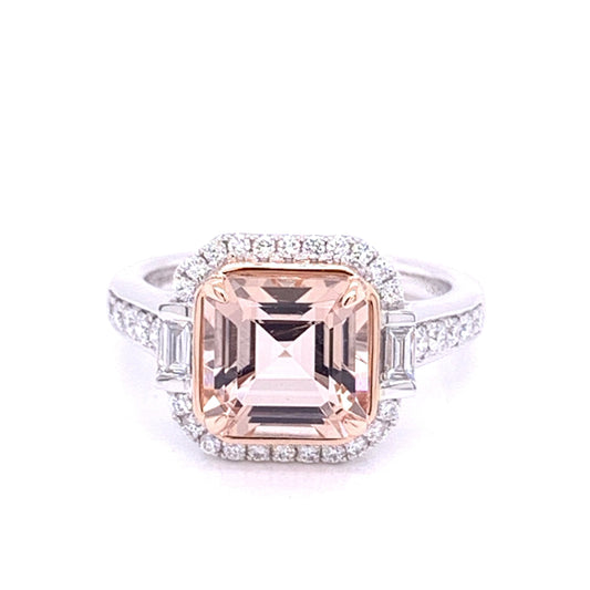 Morganite and Diamond Halo Style Cluster Ring Gardiner Brothers