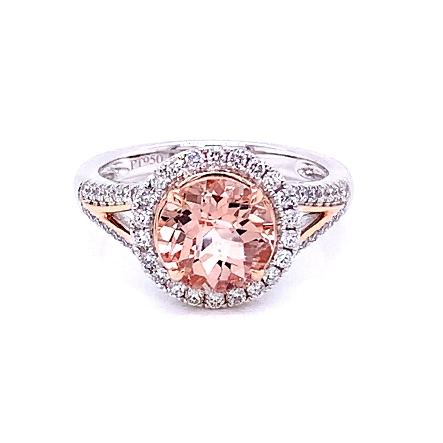 Morganite and Diamond Halo Cluster Style Ring  Gardiner Brothers   