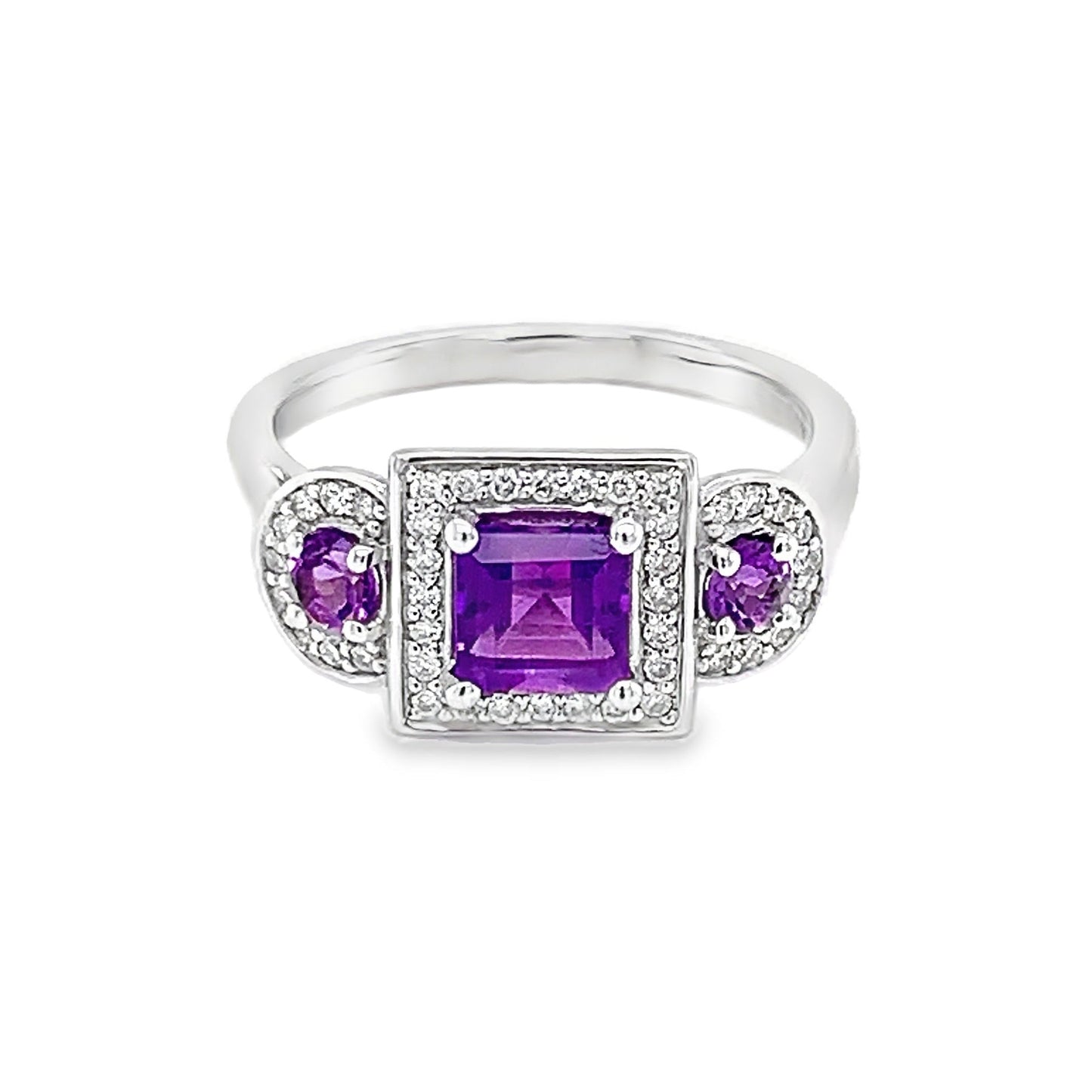 Amethyst and Diamond Vintage Style Halo Ring gardiner-brothers