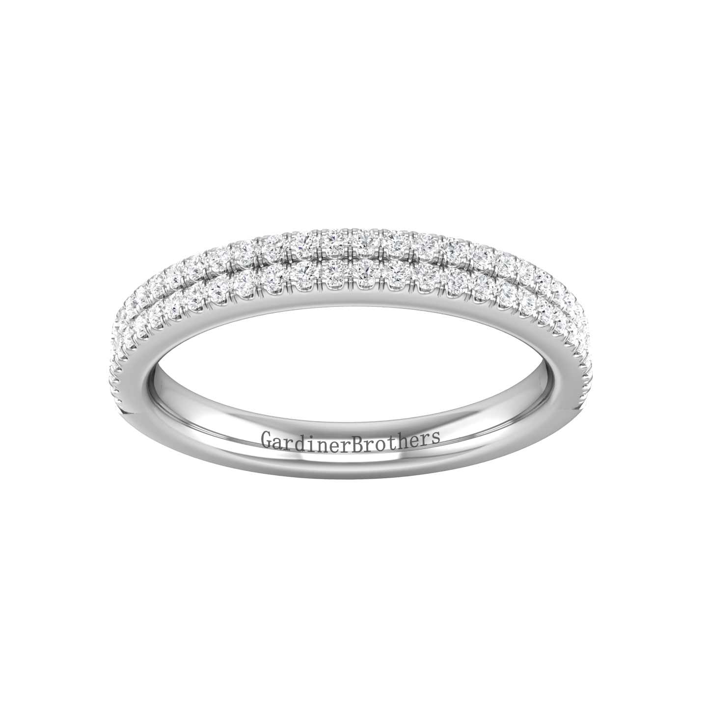 Double Row Round Brilliant Cut Diamond Wedding Band  gardiner-brothers   