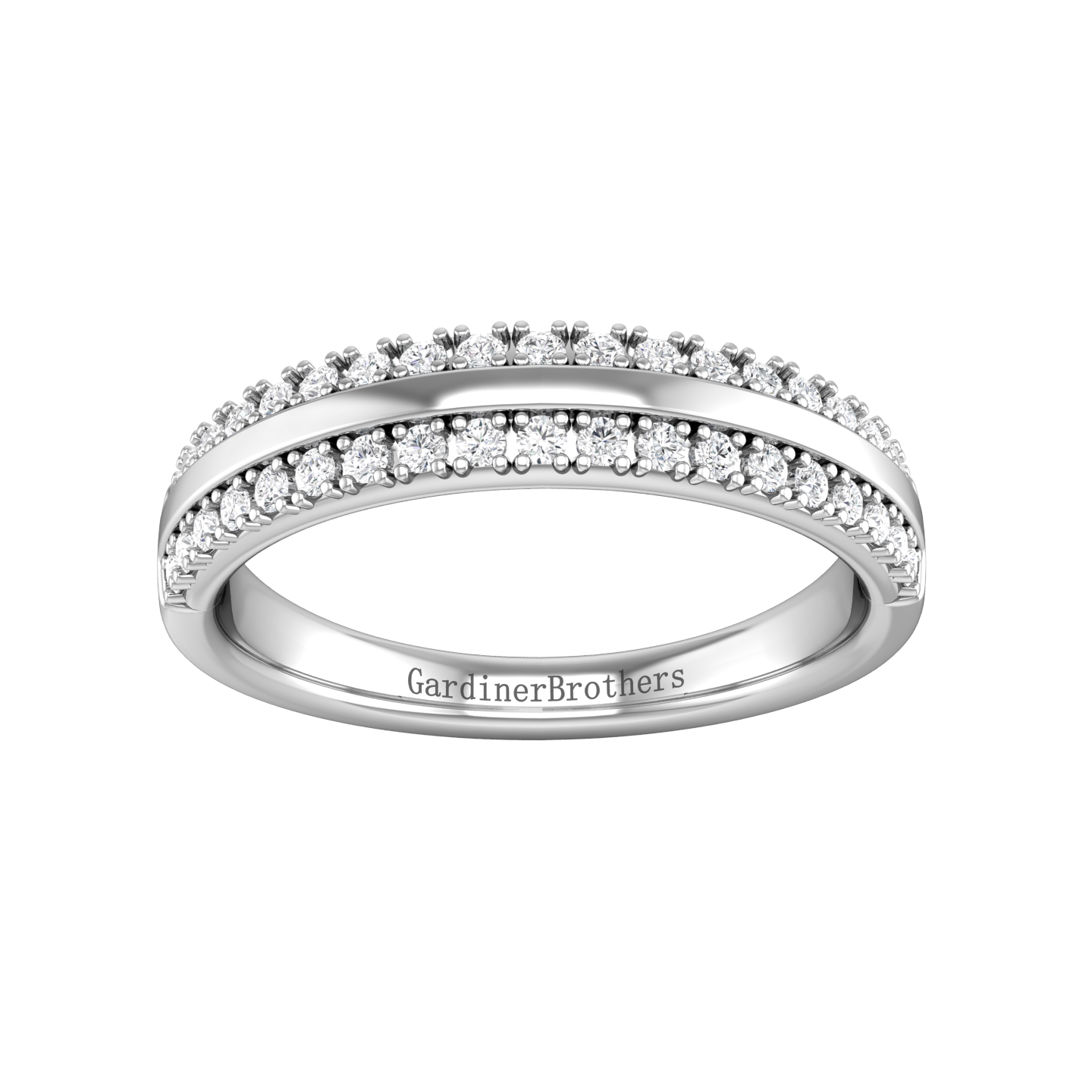 Double Row Round Brilliant Cut Diamond Wedding Band  gardiner-brothers   