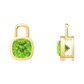 Nova earring attachments in a plain bezel setting with cushion shaped Peridot Gardiner Brothers