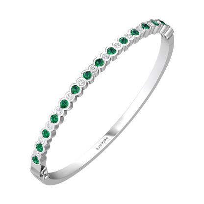 Eclipse Collection Emerald and Diamond Bangle Gardiner Brothers 18ct White Gold