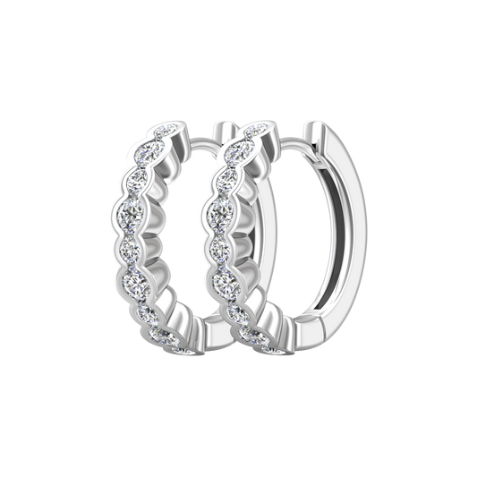 Eclipse Collection All Diamond Hoop Earrings Gardiner Brothers 0.75cts 18ct White Gold