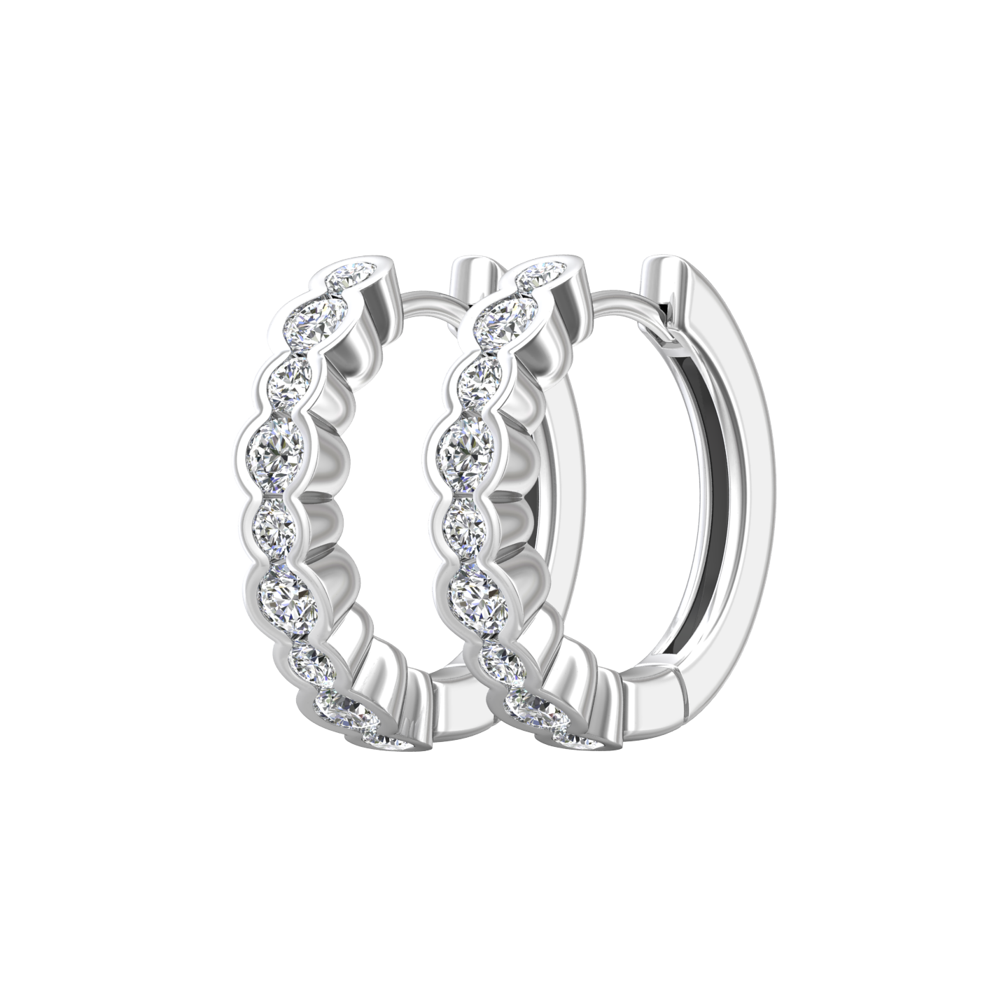 Eclipse Collection All Diamond Hoop Earrings Gardiner Brothers 0.75cts 18ct White Gold