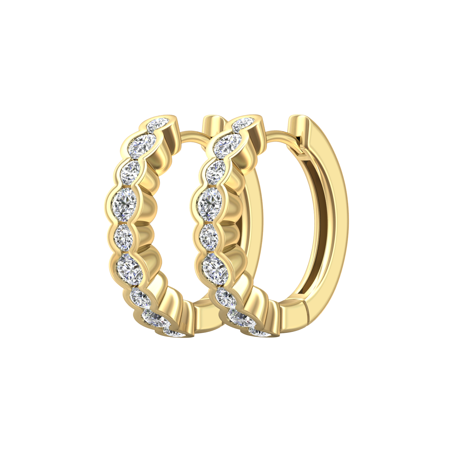 Eclipse Collection All Diamond Hoop Earrings Gardiner Brothers 0.75cts 18ct Yellow Gold