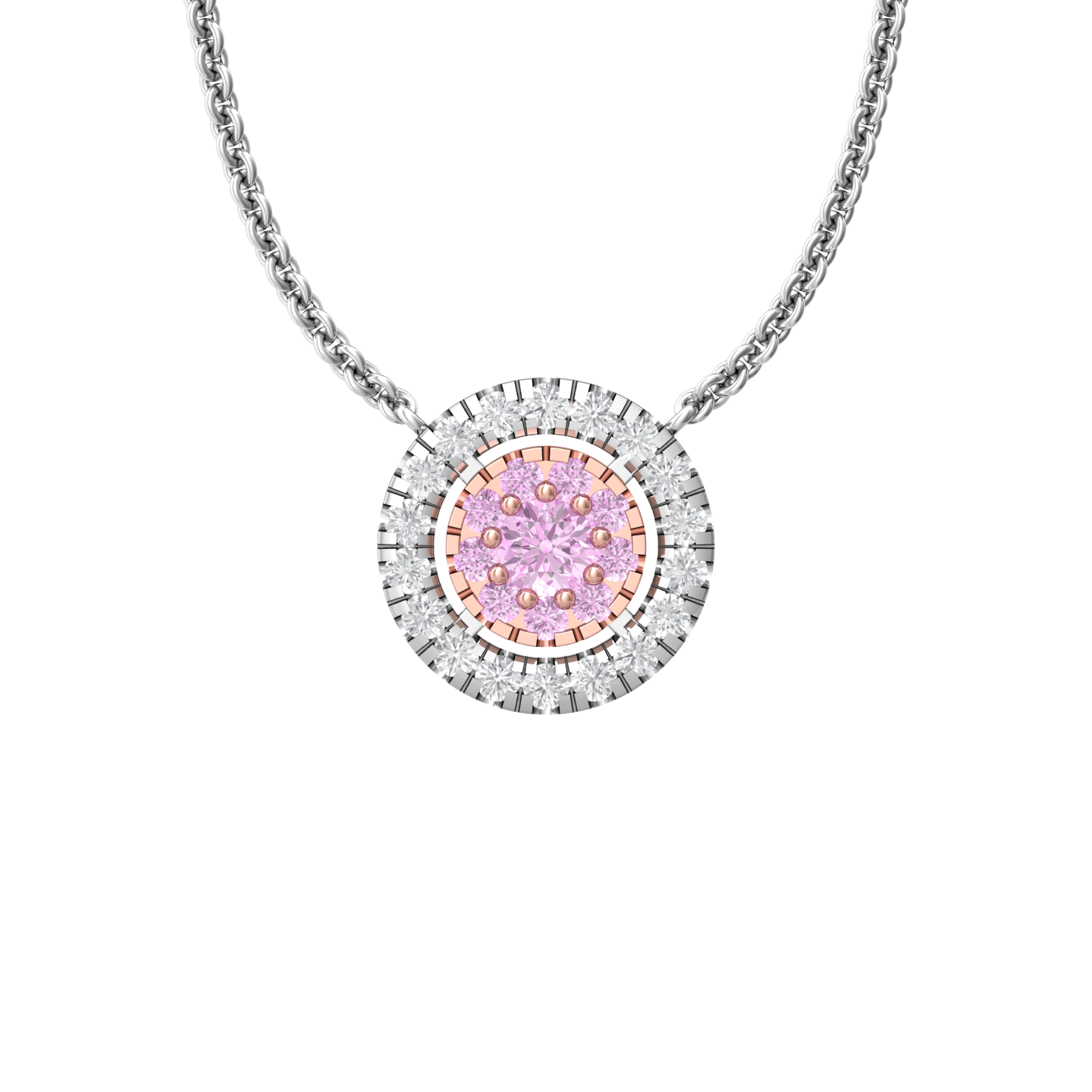 Cluster Style Diamond Pendant Set With Pink Diamonds  Gardiner Brothers