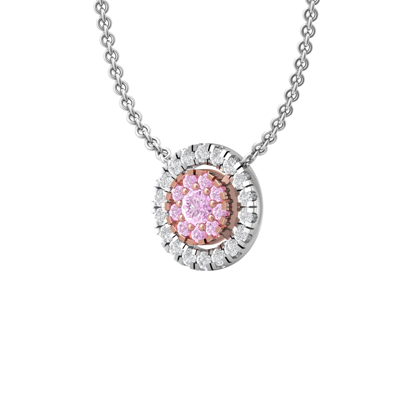 Cluster Style Diamond Pendant Set With Pink Diamonds  Gardiner Brothers