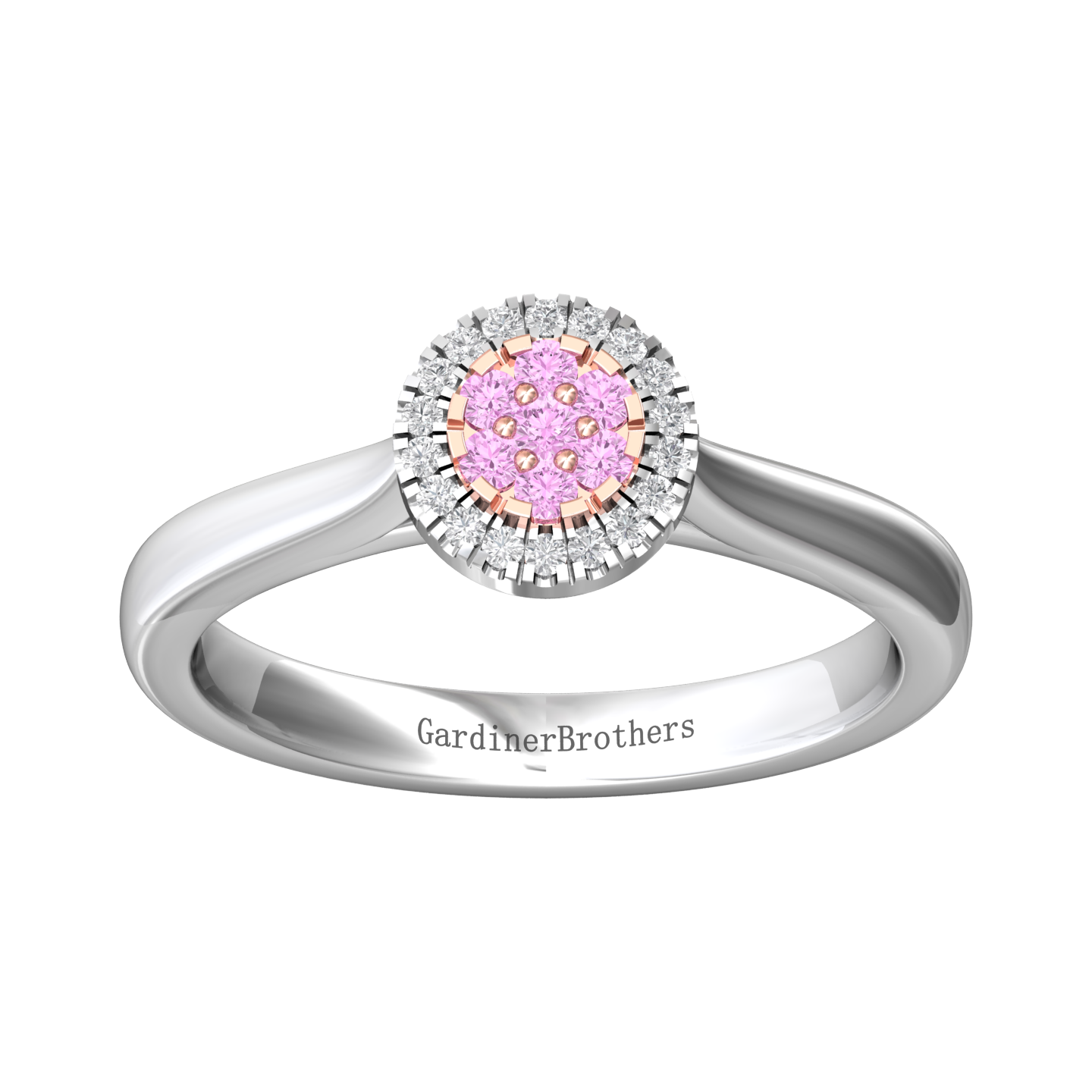 Diamond Cluster Style Ring Set With Pink Diamonds  Gardiner Brothers