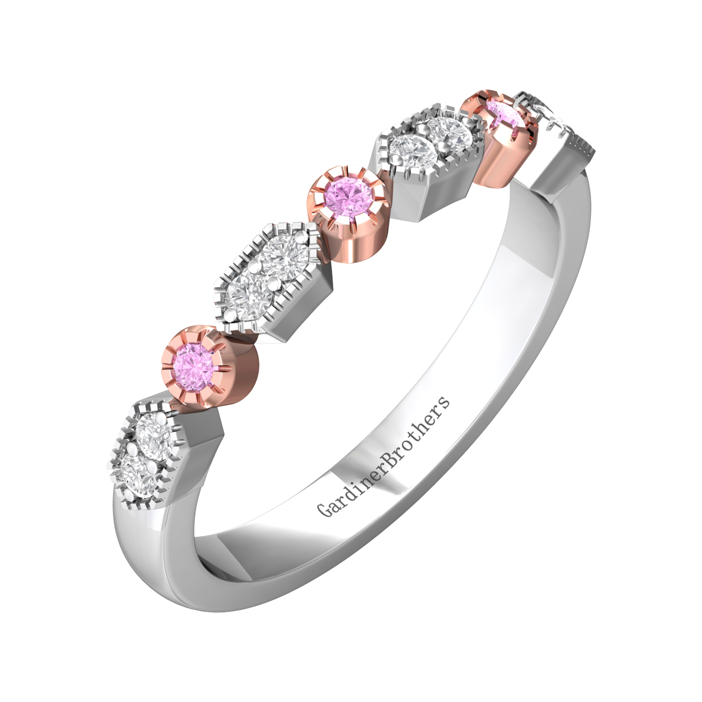 Diamond Dress Ring Set With Pink Diamonds  Gardiner Brothers