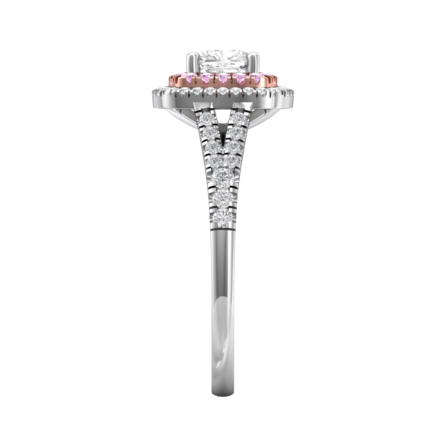 Cushion Cut Diamond Halo Ring Set With Pink Diamonds  Gardiner Brothers