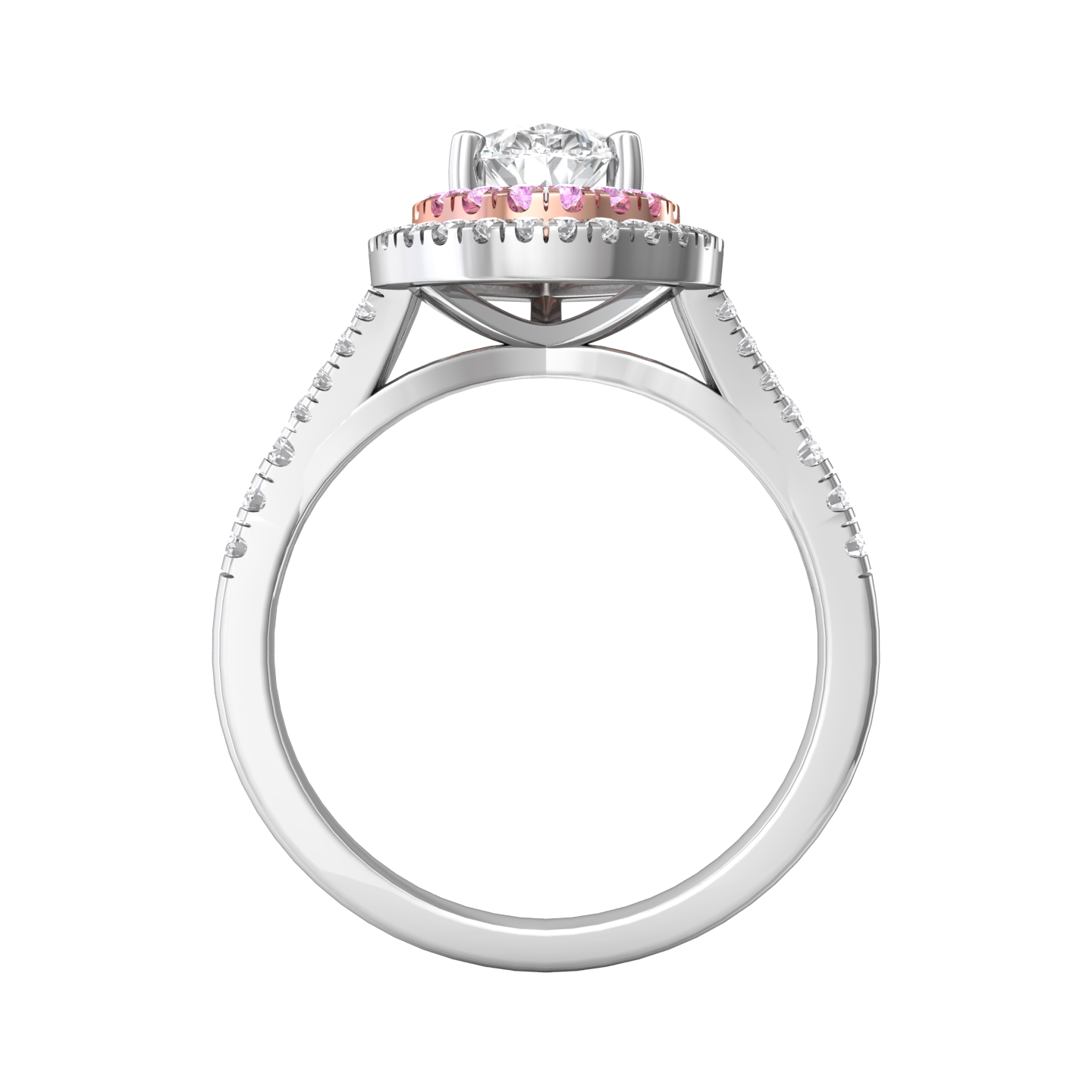 Pear Shape Diamond Halo Ring Set With Pink Diamonds  Gardiner Brothers