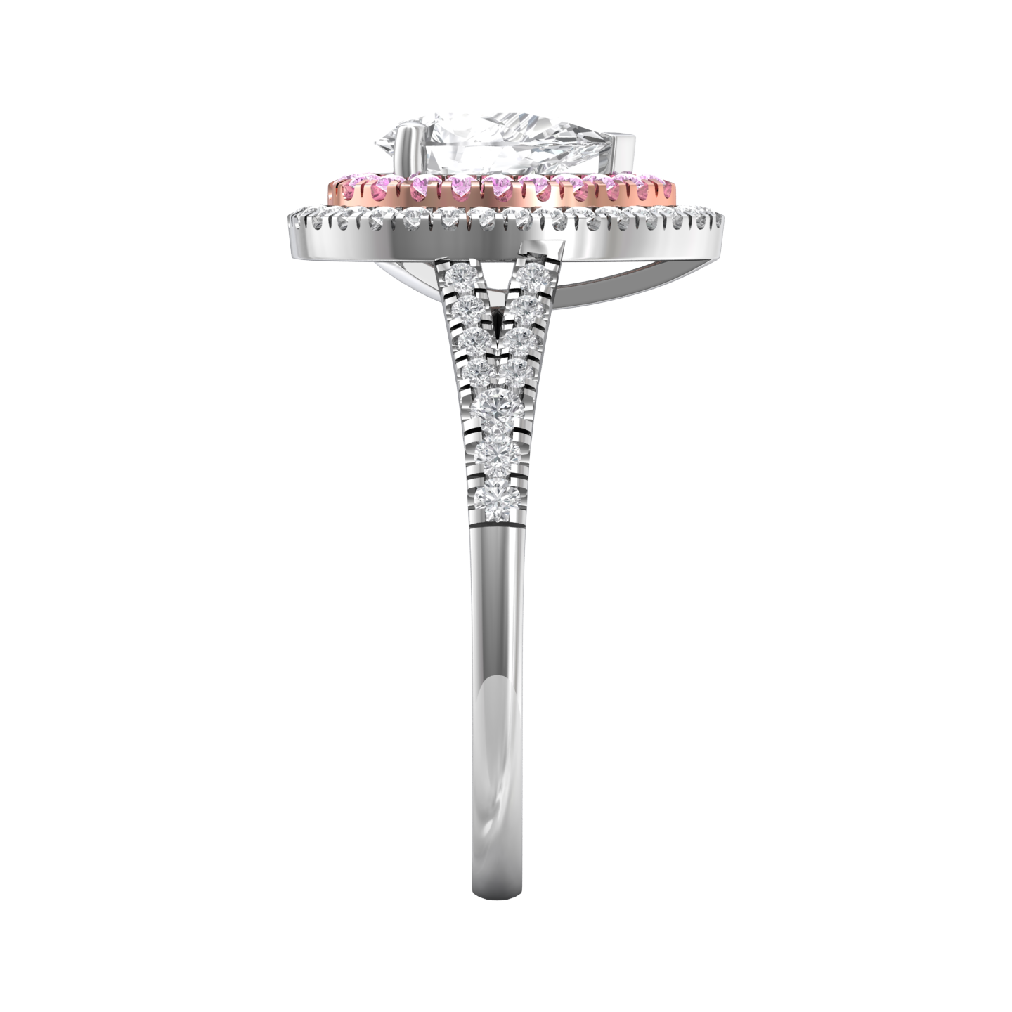 Pear Shape Diamond Halo Ring Set With Pink Diamonds  Gardiner Brothers