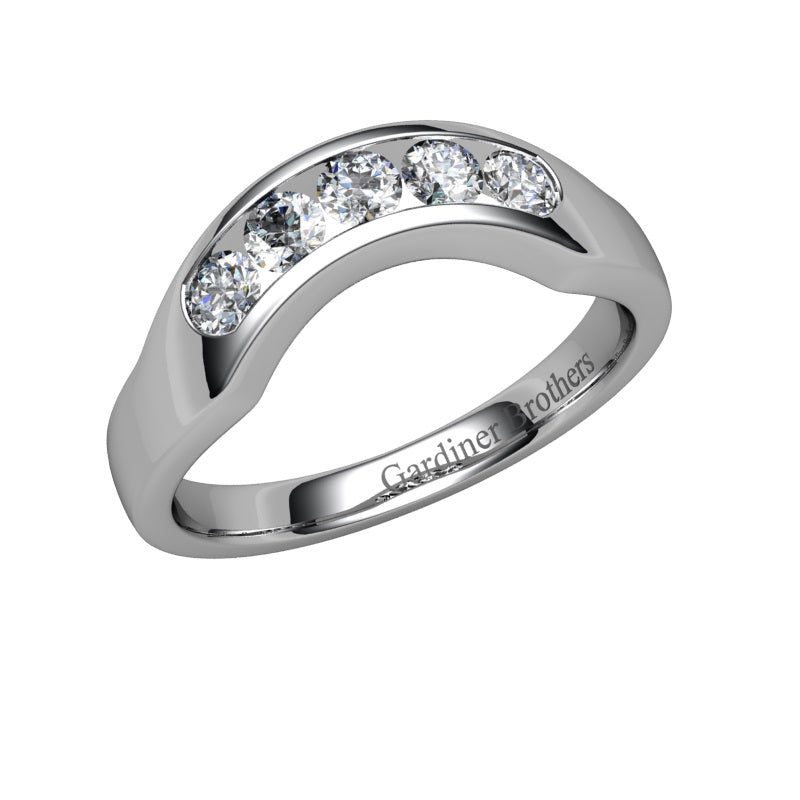 Round Brilliant Cut Shaped 5 Diamond Wedding Band gardiner-brothers