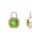 Nova diamond set earrings attachments set with a cushion shaped Peridot Gardiner Brothers