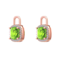 Nova earring attachments in a plain bezel setting with cushion shaped Peridot Gardiner Brothers