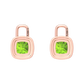Nova earring attachments in a plain bezel setting with cushion shaped Peridot Gardiner Brothers