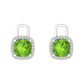 Nova earring attachments in a plain bezel setting with cushion shaped Peridot Gardiner Brothers White Gold
