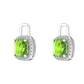 Nova earring attachments in a plain bezel setting with cushion shaped Peridot Gardiner Brothers