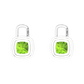 Nova earring attachments in a plain bezel setting with cushion shaped Peridot Gardiner Brothers