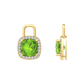 Nova earring attachments in a plain bezel setting with cushion shaped Peridot Gardiner Brothers